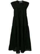 See By Chloé Embroidered Trim Tiered Midi Dress - Black