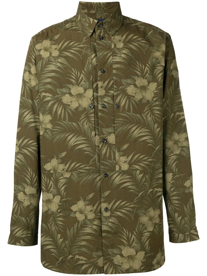 Natural Selection Floral Print Shirt, Men's, Size: Medium, Green, Ramie/cotton