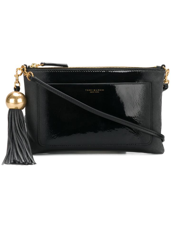 Tory Burch Ombré Patent Tassel Cross-body Bag - Black