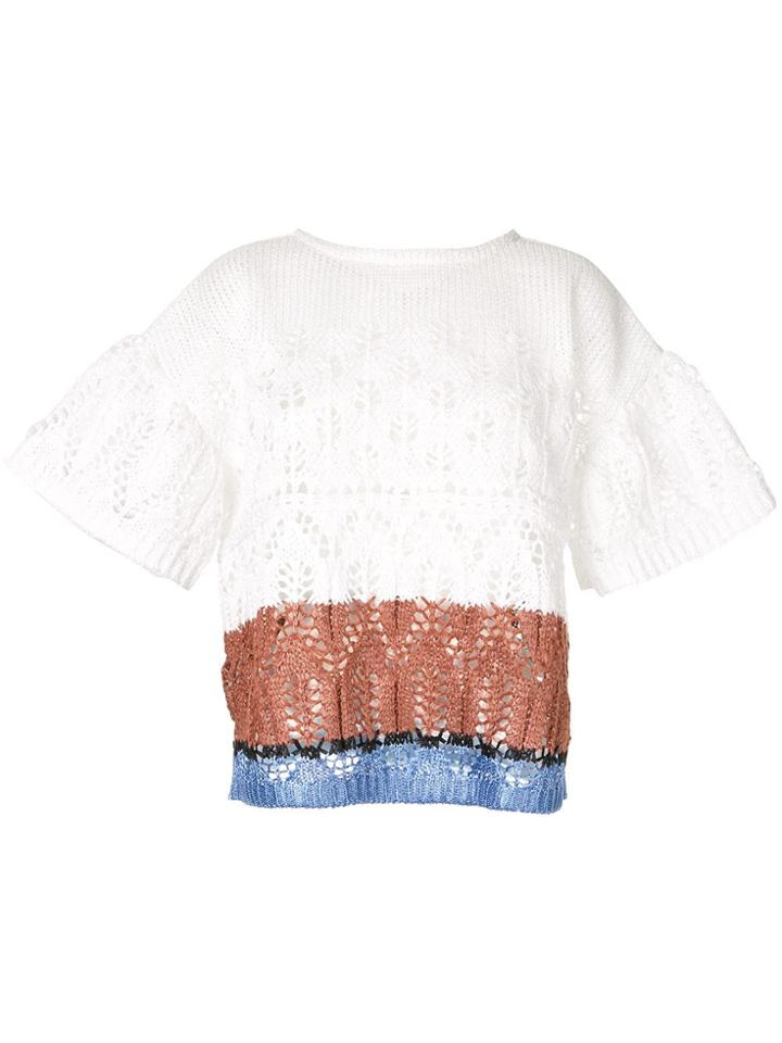 Coohem Lace Knit Top - White