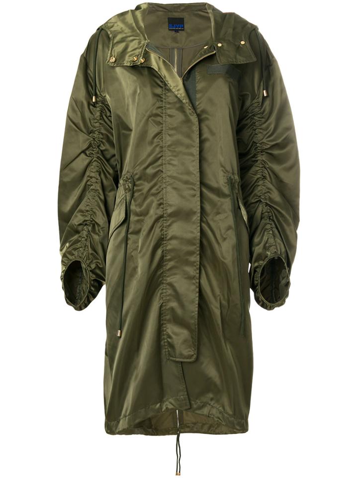 Sjyp Ruched Detailed Parka - Green