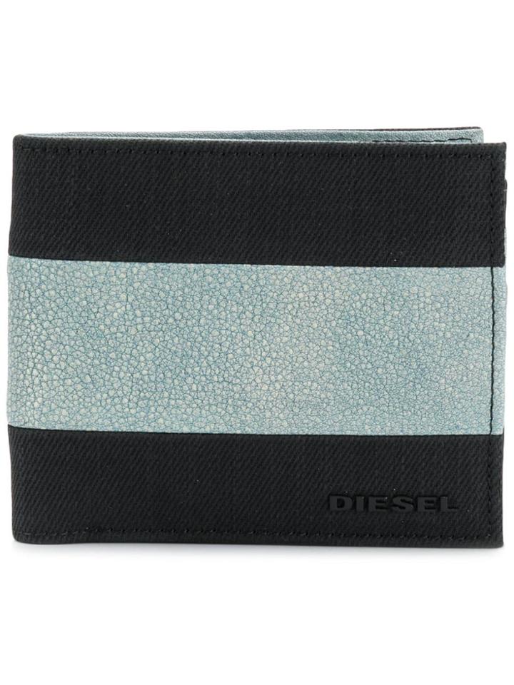 Diesel Leather And Denim Bifold Wallet - Black