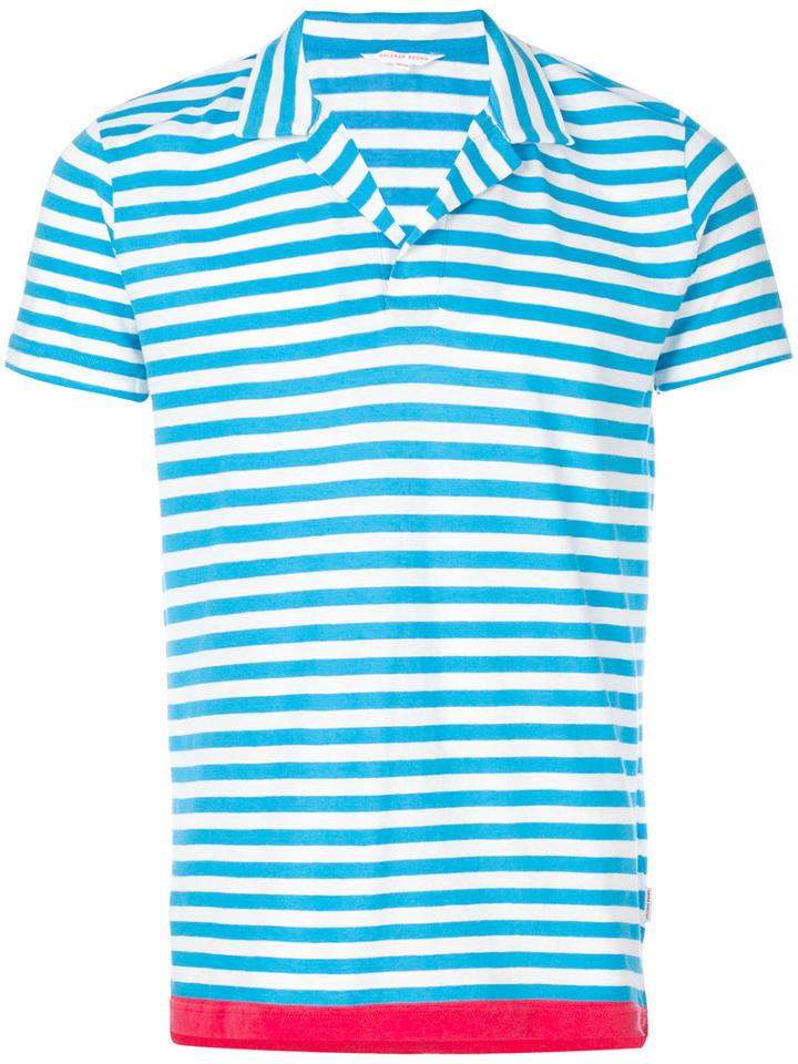 Orlebar Brown - Felix Blockhem Polo Shirt - Men - Cotton/linen/flax - M, Blue, Cotton/linen/flax