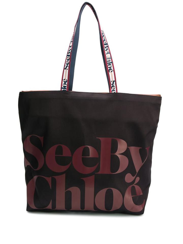 See By Chloé Logo Print Tote - Black