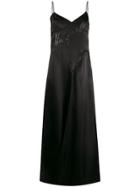 Mm6 Maison Margiela Glitter Logo Slip Dress - Black