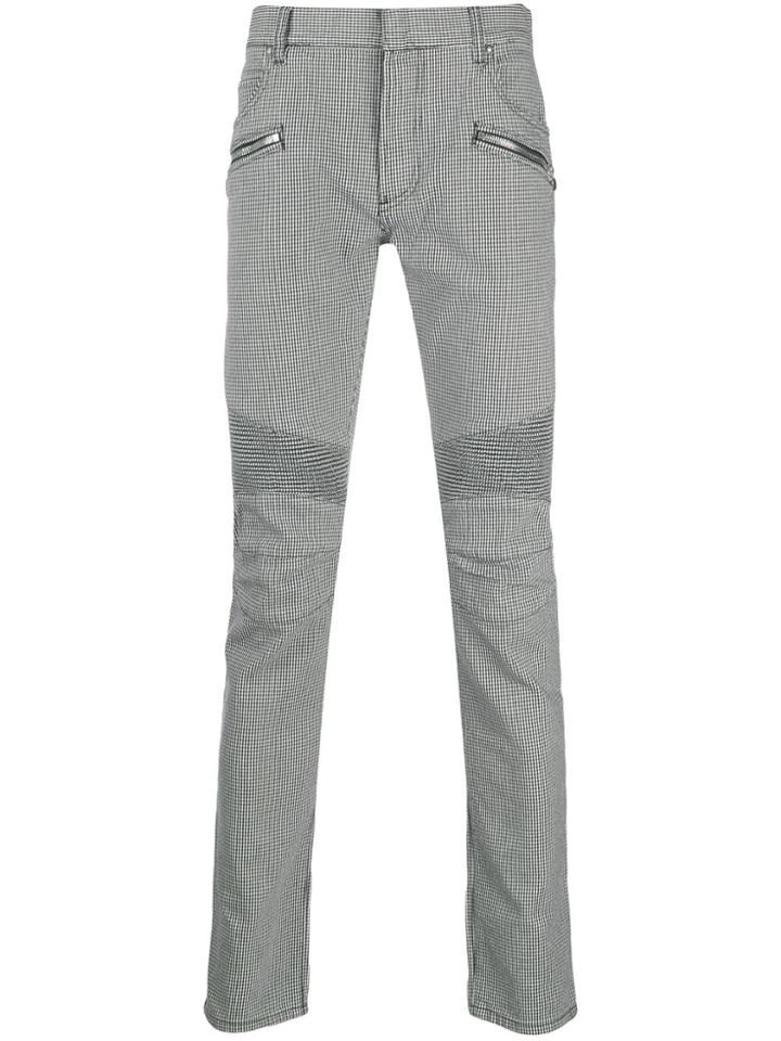 Balmain Houndstooth Print Trousers - Black