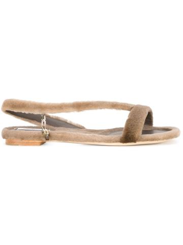 Olgana Mink Fur Flat Sandals