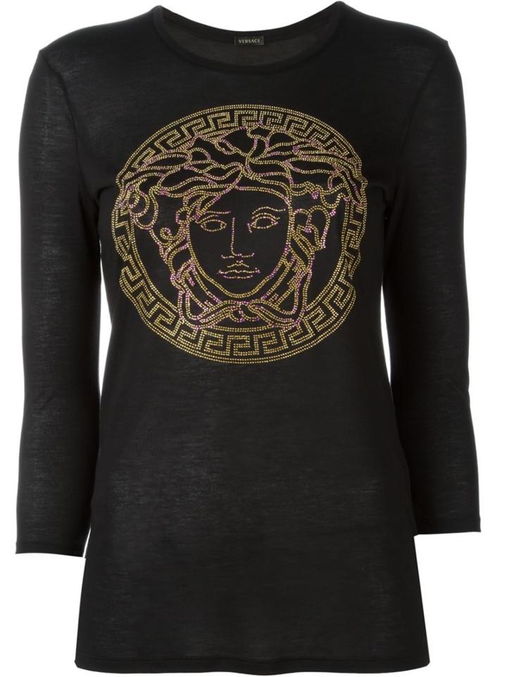 Versace Medusa Long Sleeve T-shirt, Women's, Size: 38, Black, Viscose/silk