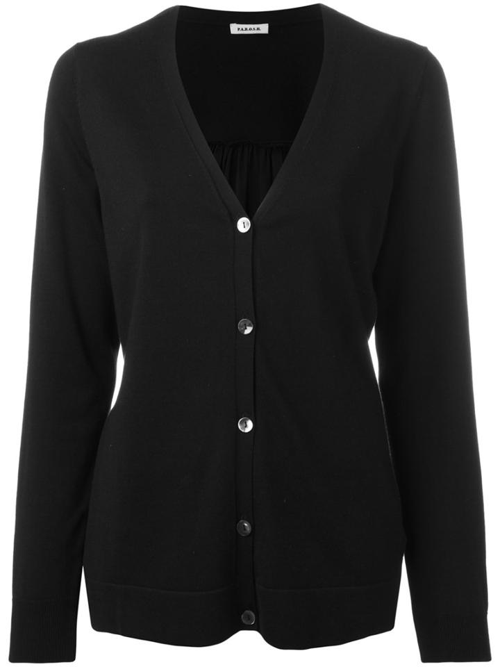 P.a.r.o.s.h. Tie Waist Cardigan, Women's, Size: Medium, Black, Silk/spandex/elastane