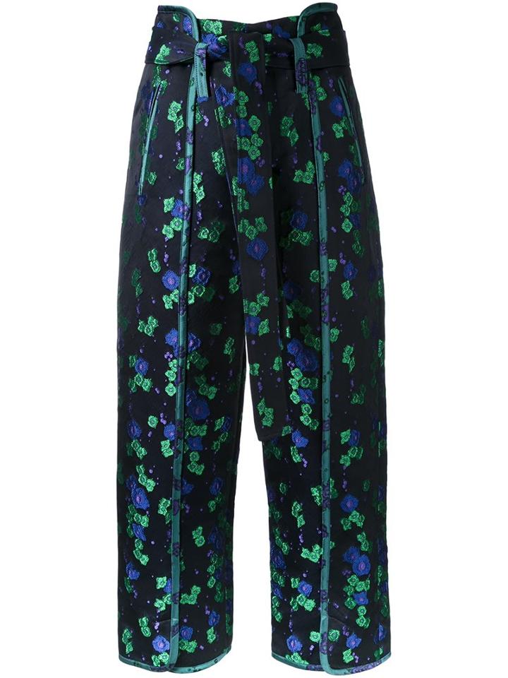 G.v.g.v. Oriental Floral Jacquard Trousers, Women's, Size: 34, Black, Polyester/triacetate