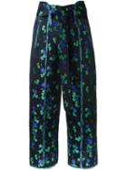 G.v.g.v. Oriental Floral Jacquard Trousers, Women's, Size: 34, Black, Polyester/triacetate
