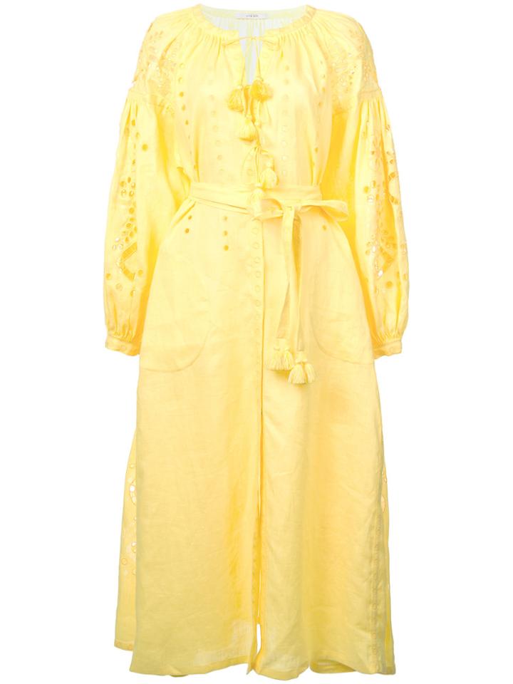 Vita Kin Eyelet Detail Midi Dress - Yellow & Orange