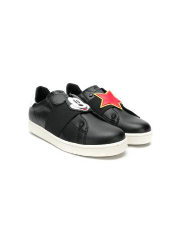 Moa Kids Teen Mickey Mouse Patch Sneakers - Black