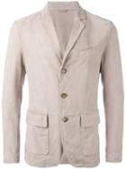 Eleventy Three Button Blazer, Men's, Size: 56, Nude/neutrals, Suede/polyester