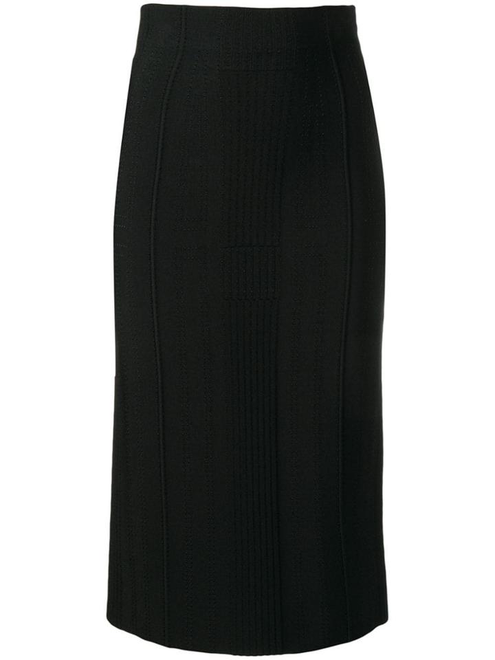 Alexander Mcqueen Topstitching Pencil Skirt - Black