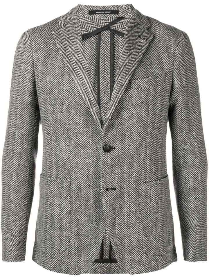 Tagliatore Herringbone Tweed Jacket - Black