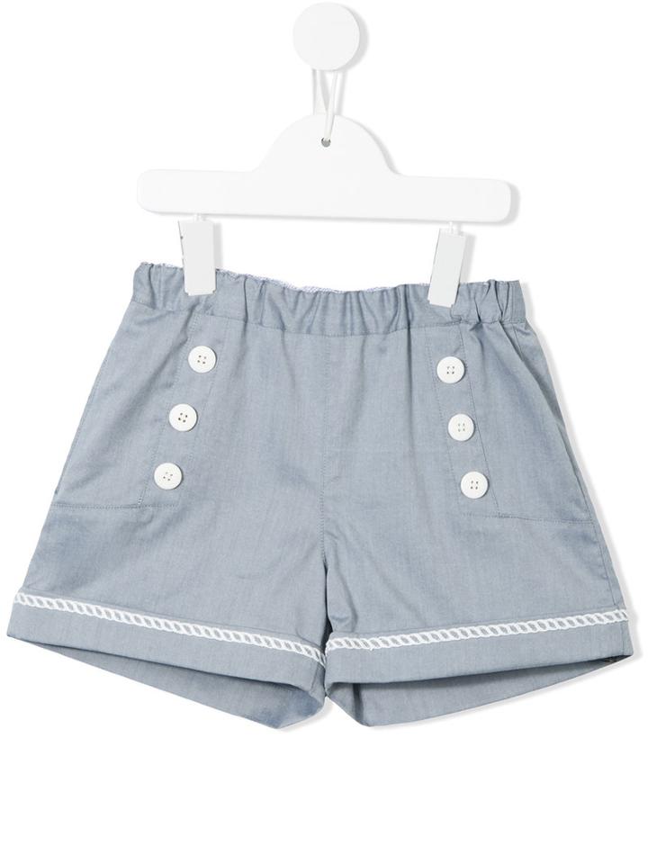 Familiar - Button Detail Shorts - Kids - Cotton/polyester - 6 Yrs, Blue