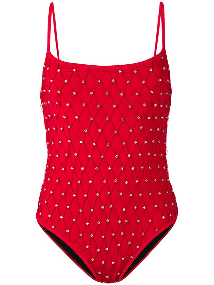 Filles A Papa - Gem Embellished One-piece - Women - Polyamide/polyester/spandex/elastane - I, Red, Polyamide/polyester/spandex/elastane