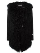 Borbonese Fur Coat, Women's, Size: 42, Black, Leather/sheep Skin/shearling/polyester/lamb Fur