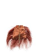 Rosantica Mademoiselle Feather-trimmed Pouch Bag - Brown