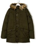 Stone Island Junior Fur Hooded Coat - Green