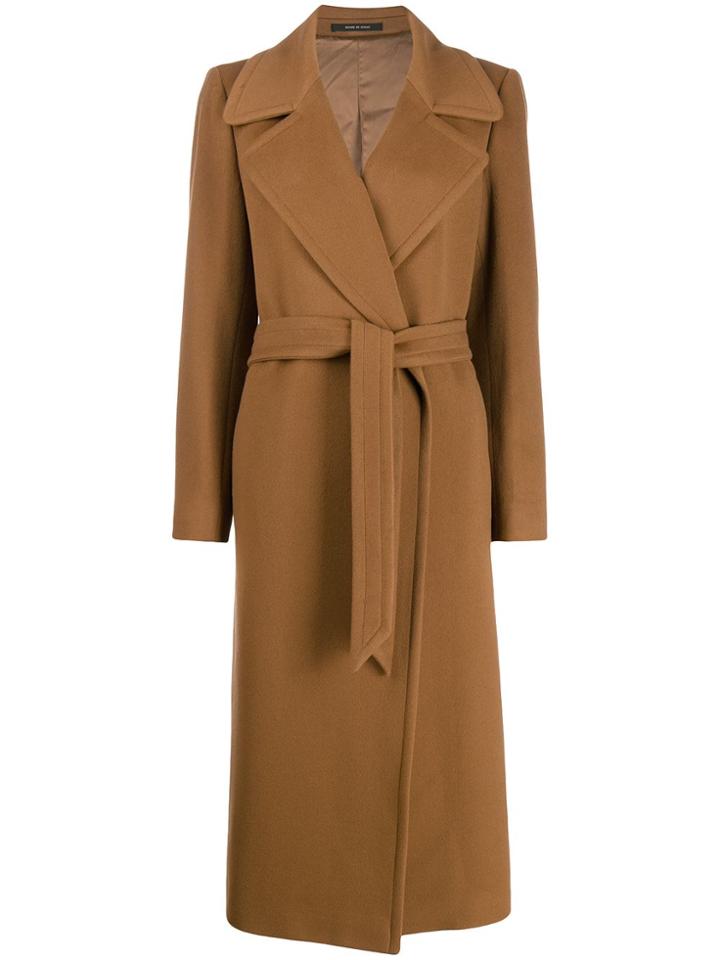 Tagliatore Tie-waist Long Coat - Brown