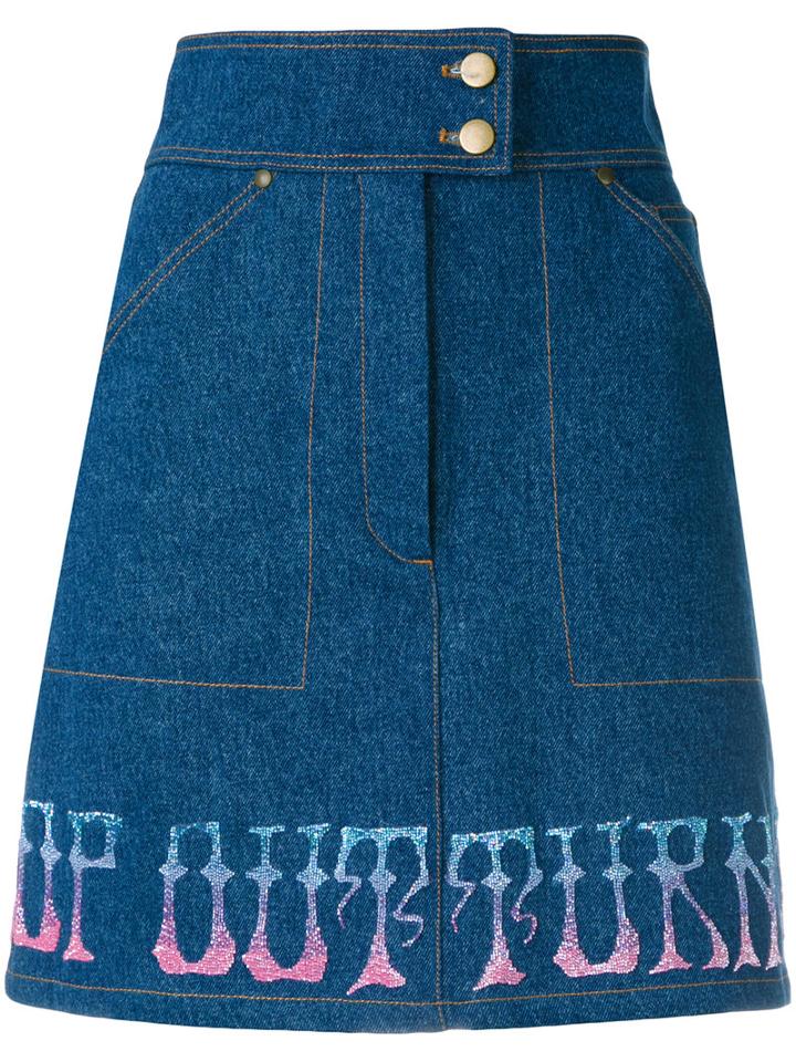 Olympia Le-tan - Griffen Skirt - Women - Cotton - 38, Blue, Cotton