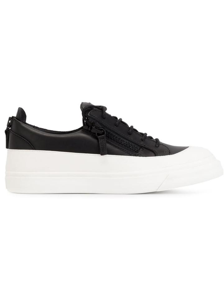 Giuseppe Zanotti Design Zip Detail Sneakers, Men's, Size: 43.5, Black, Rubber/leather