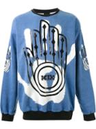 Ktz Hand Print Bleached Sweatshirt, Men's, Size: Medium, Blue, Cotton