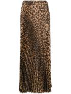 P.a.r.o.s.h. Pleated Leopard Print Skirt - Brown