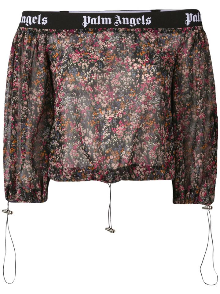 Palm Angels Floral Print Strapless Top - Black