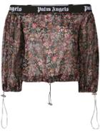 Palm Angels Floral Print Strapless Top - Black