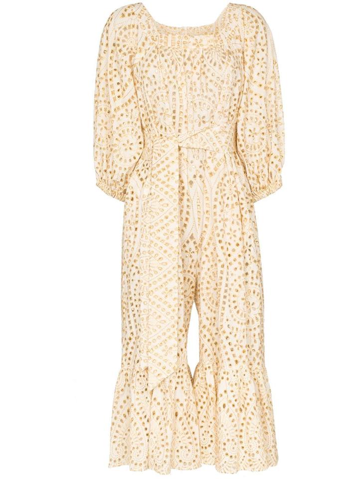 Lisa Marie Fernandez Laure Eyelet Jumpsuit - Neutrals