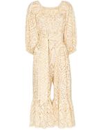 Lisa Marie Fernandez Laure Eyelet Jumpsuit - Neutrals