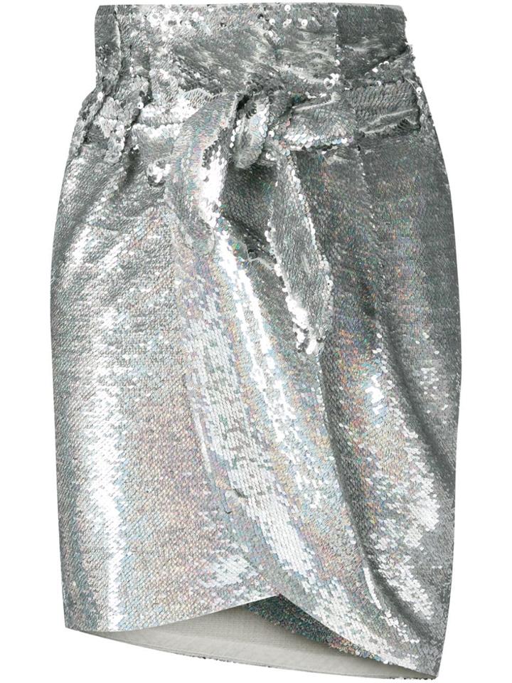 Iro Sequinned Wrap Style Skirt - Silver