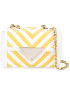 Sara Battaglia - Striped Chain Strap Bag - Women - Silk/bos Taurus - One Size, White, Silk/bos Taurus