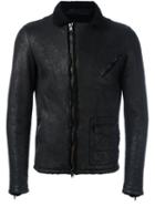 Salvatore Santoro Off-centre Zip Jacket, Men's, Size: 50, Black, Cotton/leather