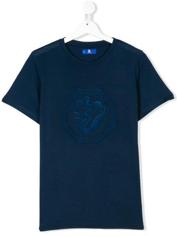 Stefano Ricci Kids Teen Dragon Embroidered T-shirt - Blue