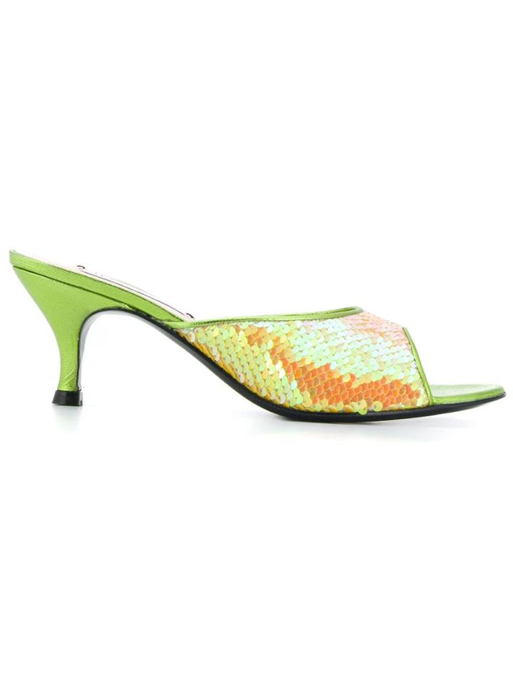 Leandra Medine Sequin Embellished Mules - Yellow