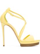 Casadei Strappy Stiletto Sandals, Women's, Size: 37.5, Yellow/orange, Leather
