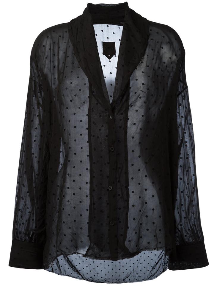 Rta Shawl Lapel Sheer Shirt, Women's, Size: Medium, Black, Silk