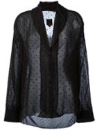 Rta Shawl Lapel Sheer Shirt, Women's, Size: Medium, Black, Silk