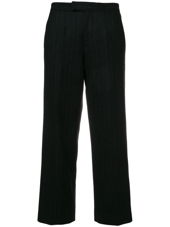 Gucci Vintage Pinstriped Cropped Trousers - Black
