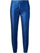 Christian Pellizzari Metallic Tailored Trousers, Women's, Size: 38, Blue, Polyester/acetate/cotton