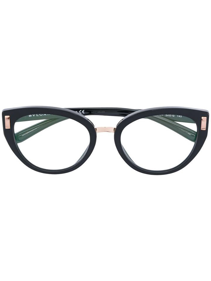 Bulgari Side Stud Oval Glasses - Black