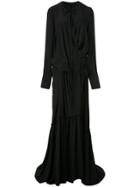 Vera Wang Crepe Wrap Gown - Black