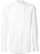 Salvatore Piccolo Mandarin Collar Pleated Shirt, Men's, Size: 41, White, Cotton