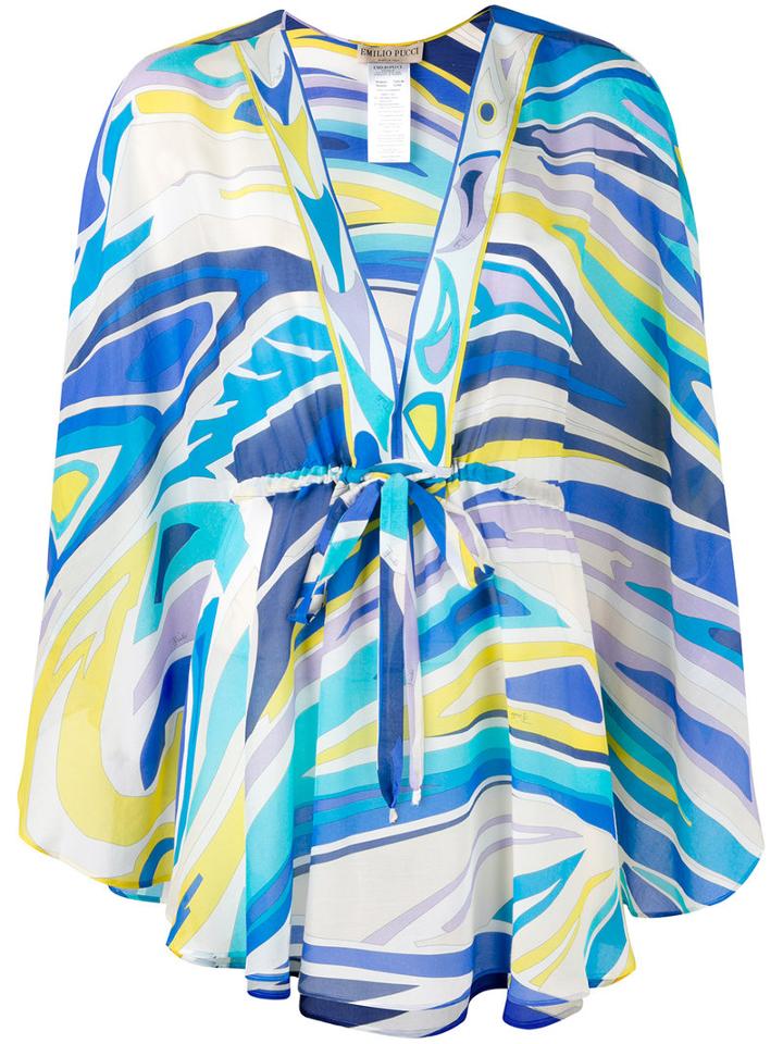 Emilio Pucci - Printed V-neck Blouse - Women - Silk/cotton - 42, Silk/cotton