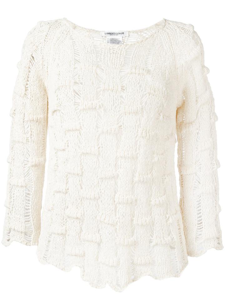 Lamberto Losani Open Knit Jumper, Women's, Size: Small, Nude/neutrals, Cotton/polyamide