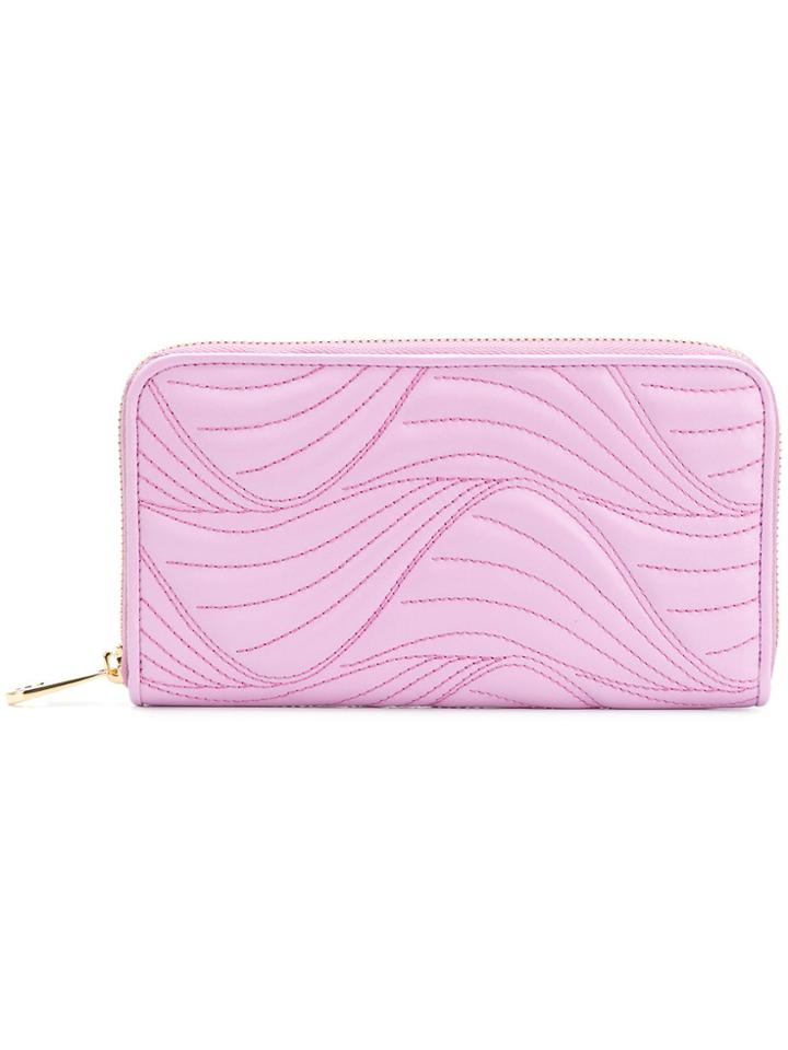 Salvatore Ferragamo Zipped Stitch Wallet - Pink & Purple
